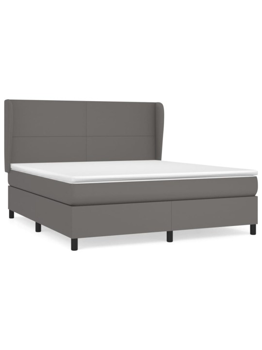 Box spring postel s matrací šedá 180x200 cm umělá kůže