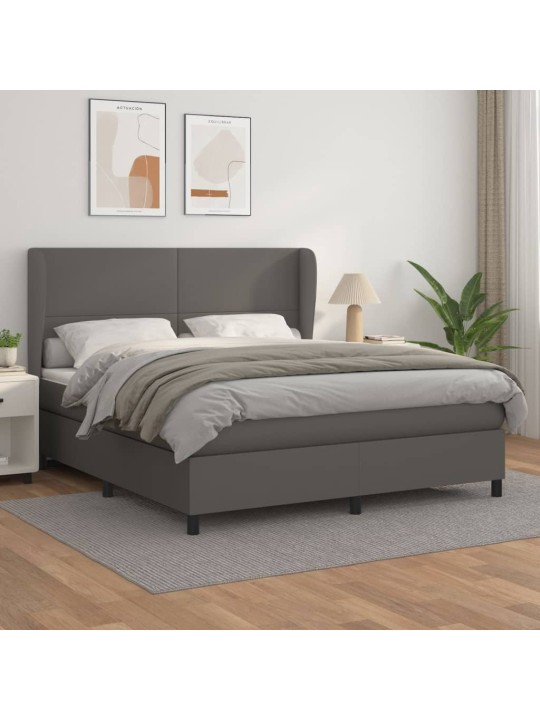 Box spring postel s matrací šedá 180x200 cm umělá kůže
