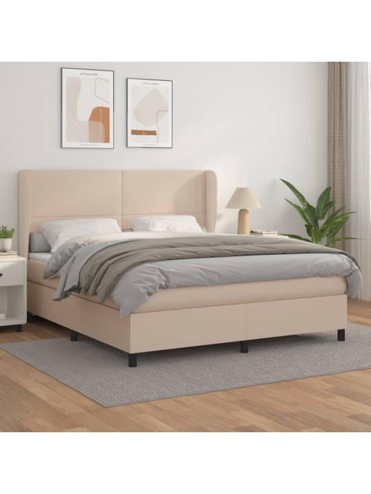 Box spring postel s matrací cappuccino 180 x 200 cm umělá kůže