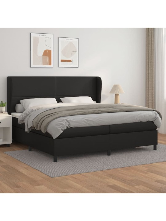 Box spring postel s matrací černá 200x200 cm umělá kůže