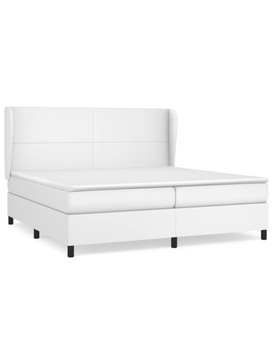 Box spring postel s matrací bílá 200x200 cm umělá kůže