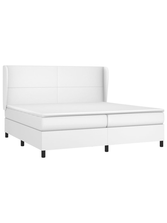 Box spring postel s matrací bílá 200x200 cm umělá kůže