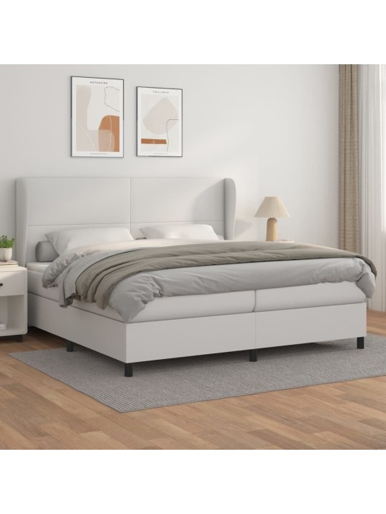 Box spring postel s matrací bílá 200x200 cm umělá kůže