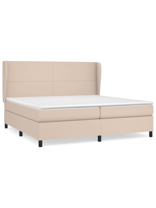 Box spring postel s matrací cappuccino 200 x 200 cm umělá kůže