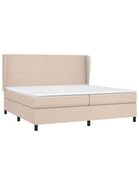 Box spring postel s matrací cappuccino 200 x 200 cm umělá kůže