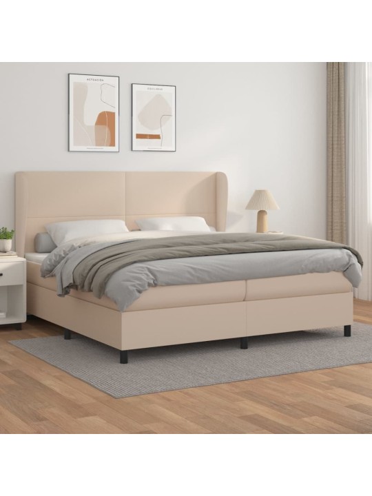 Box spring postel s matrací cappuccino 200 x 200 cm umělá kůže