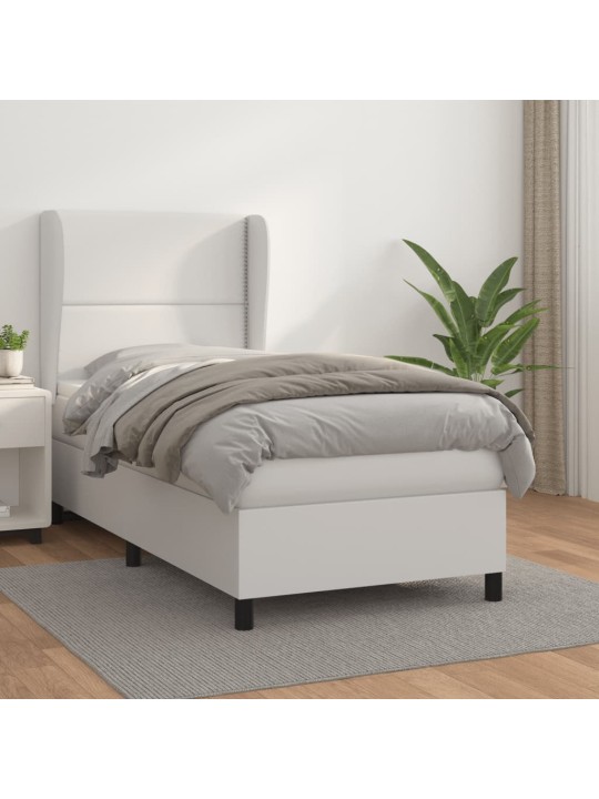 Box spring postel s matrací bílá 80 x 200 cm umělá kůže
