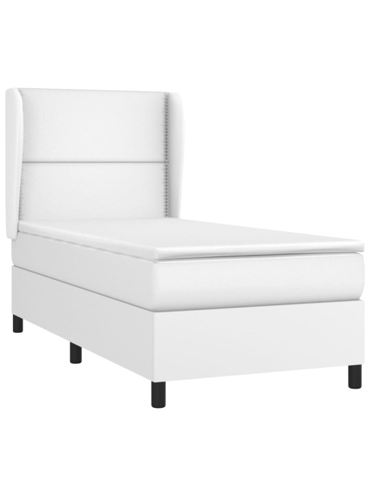 Box spring postel s matrací bílá 90x190 cm umělá kůže