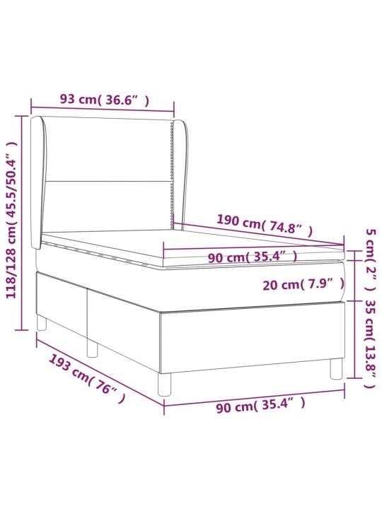 Box spring postel s matrací bílá 90x190 cm umělá kůže