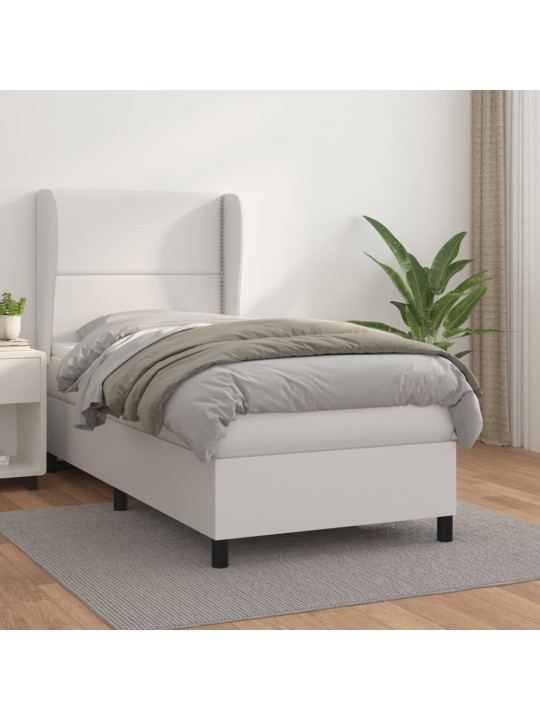 Box spring postel s matrací bílá 90x190 cm umělá kůže