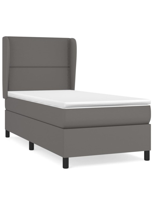 Box spring postel s matrací šedá 90x200 cm umělá kůže