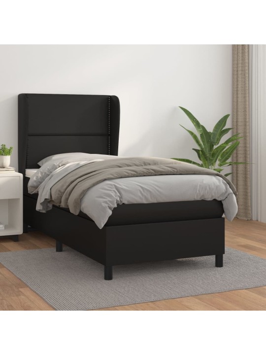 Box spring postel s matrací černá 100x200 cm umělá kůže