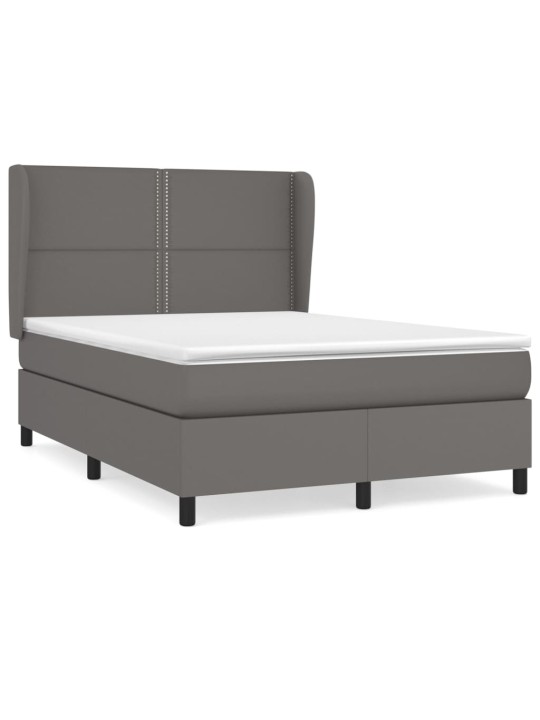 Box spring postel s matrací šedá 140 x 190 cm umělá kůže