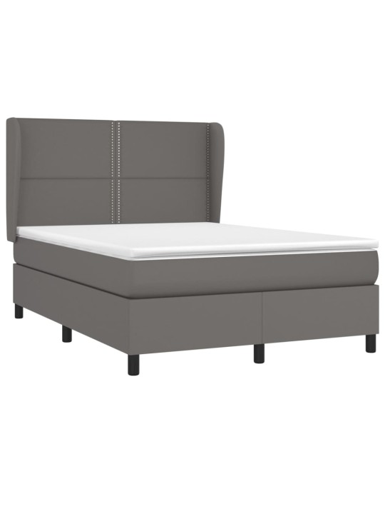 Box spring postel s matrací šedá 140 x 190 cm umělá kůže