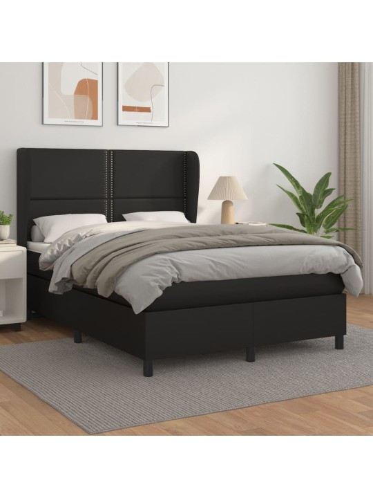 Box spring postel s matrací černá 140x200 cm umělá kůže