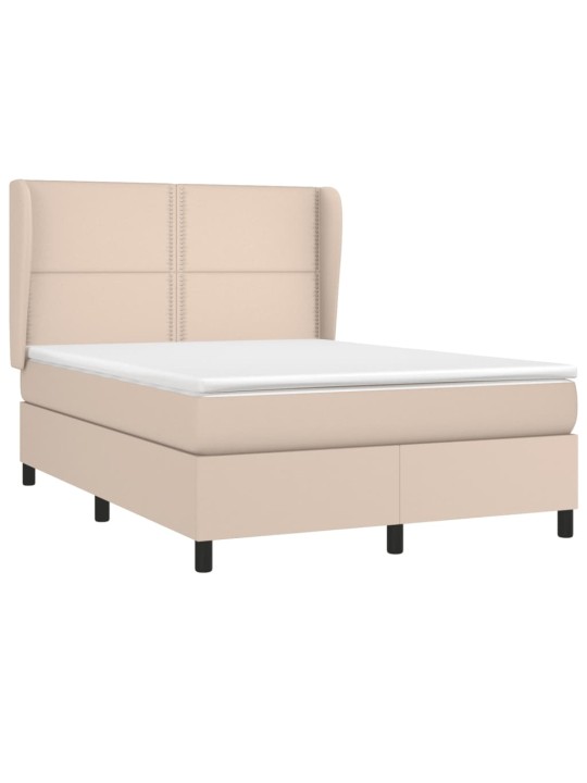 Box spring postel s matrací cappuccino 140x200 cm umělá kůže