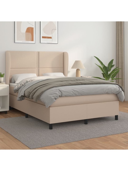 Box spring postel s matrací cappuccino 140x200 cm umělá kůže