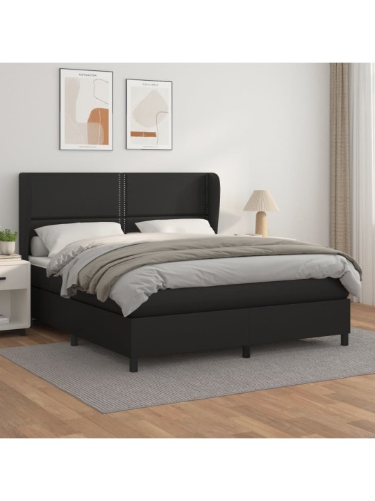 Box spring postel s matrací černá 180x200 cm umělá kůže