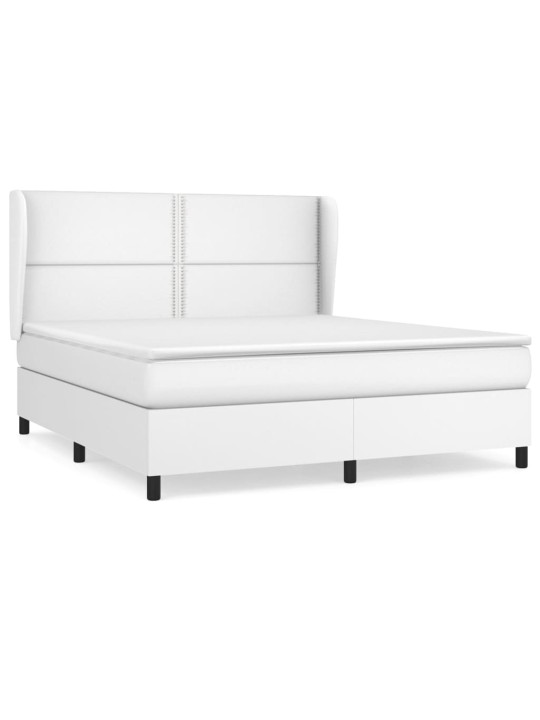 Box spring postel s matrací bílá 180x200 cm umělá kůže