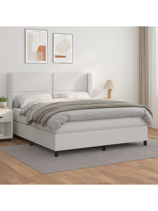 Box spring postel s matrací bílá 180x200 cm umělá kůže