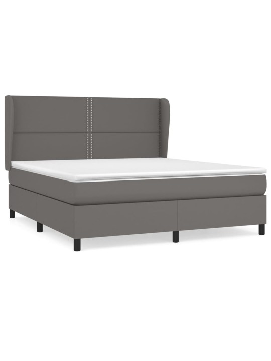 Box spring postel s matrací šedá 180x200 cm umělá kůže