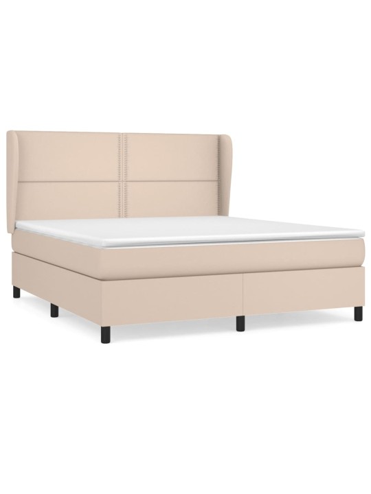 Box spring postel s matrací cappuccino 180 x 200 cm umělá kůže