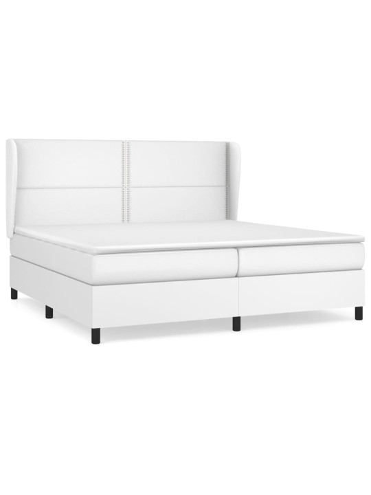 Box spring postel s matrací bílá 200x200 cm umělá kůže