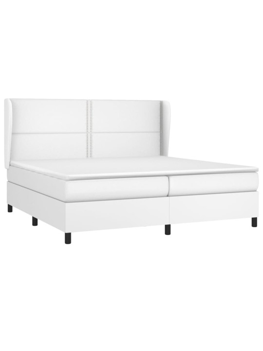 Box spring postel s matrací bílá 200x200 cm umělá kůže