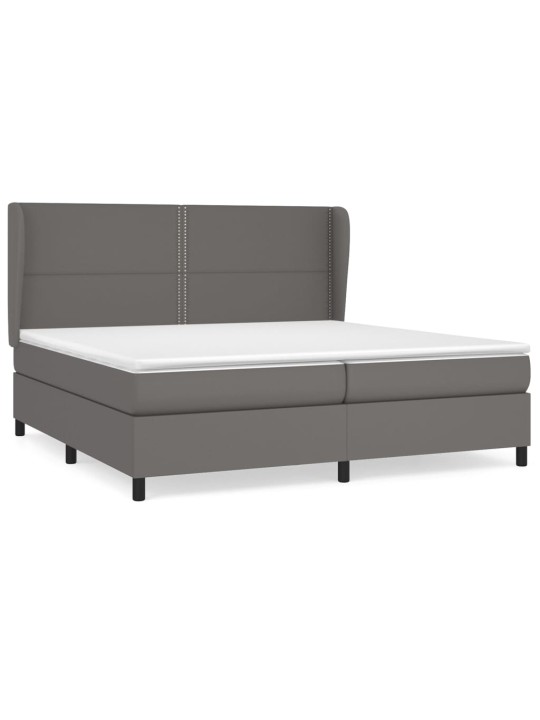 Box spring postel s matrací šedá 200x200 cm umělá kůže