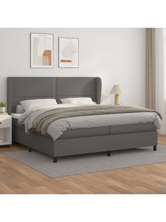 Box spring postel s matrací šedá 200x200 cm umělá kůže