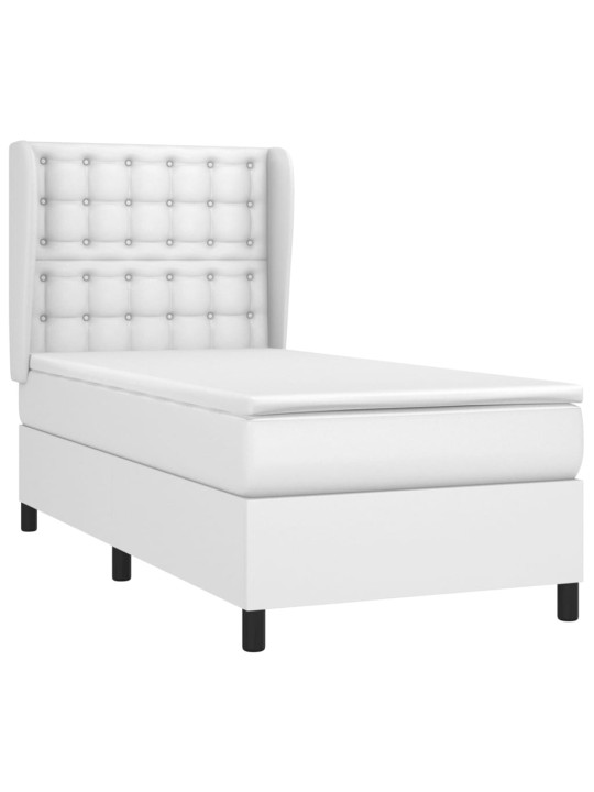 Box spring postel s matrací bílá 90x190 cm umělá kůže