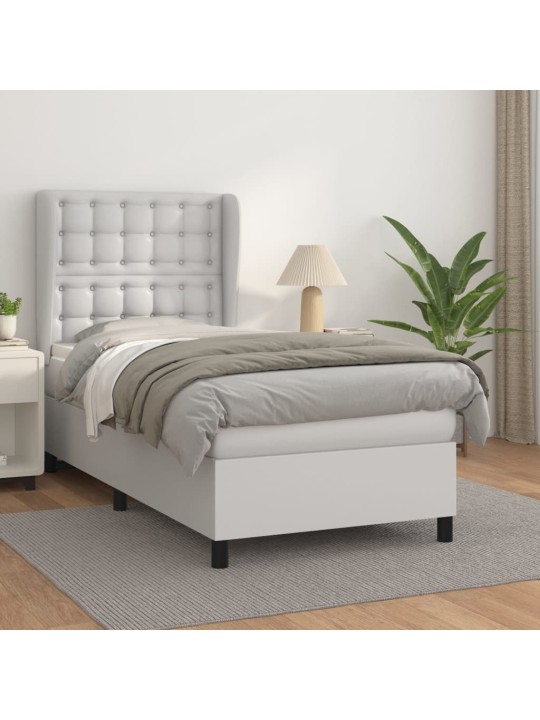 Box spring postel s matrací bílá 90x190 cm umělá kůže