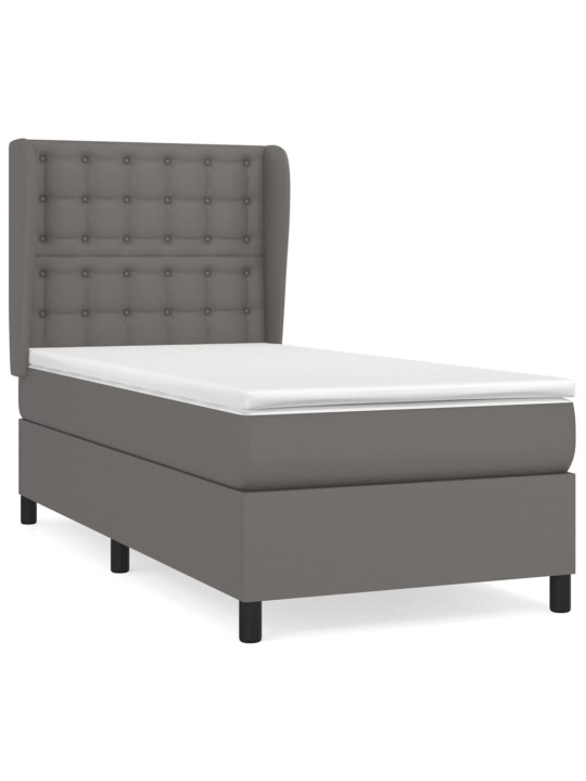 Box spring postel s matrací šedá 90x200 cm umělá kůže