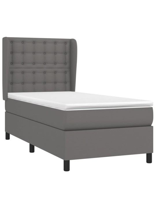 Box spring postel s matrací šedá 90x200 cm umělá kůže
