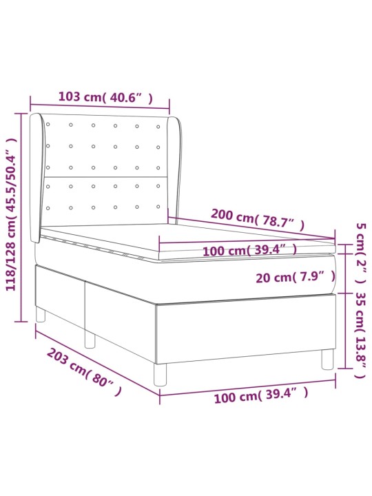 Box spring postel s matrací cappuccino 100x200 cm umělá kůže