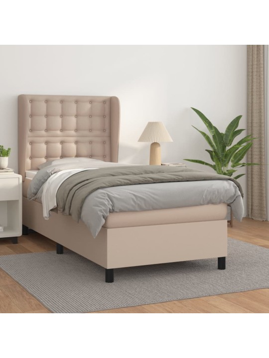 Box spring postel s matrací cappuccino 100x200 cm umělá kůže