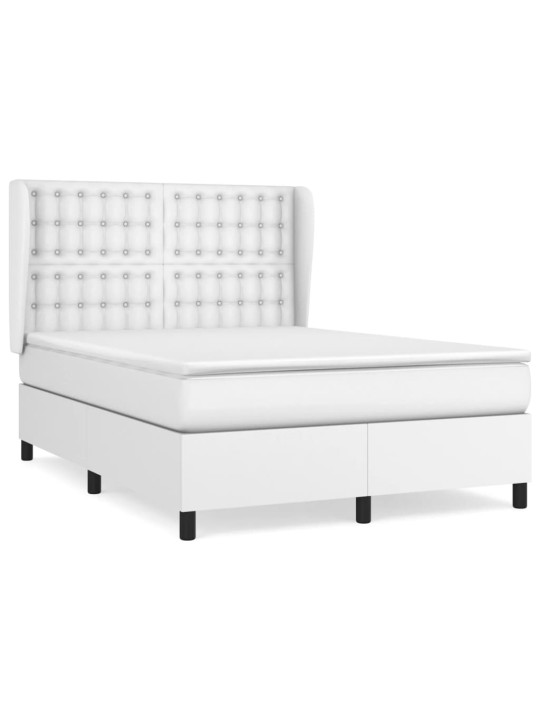 Box spring postel s matrací bílá 140 x 190 cm umělá kůže