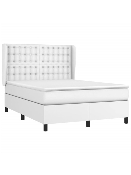 Box spring postel s matrací bílá 140 x 190 cm umělá kůže