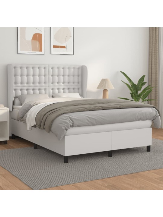 Box spring postel s matrací bílá 140 x 190 cm umělá kůže