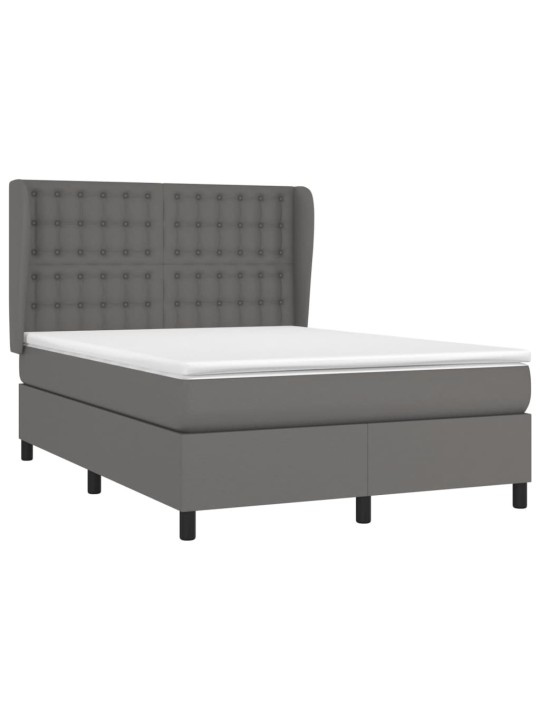Box spring postel s matrací šedá 140 x 190 cm umělá kůže