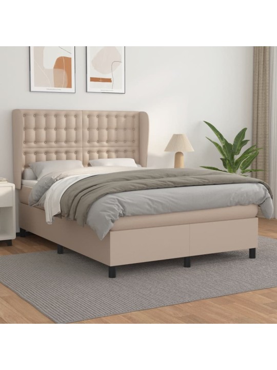 Box spring postel s matrací cappuccino 140x190 cm umělá kůže