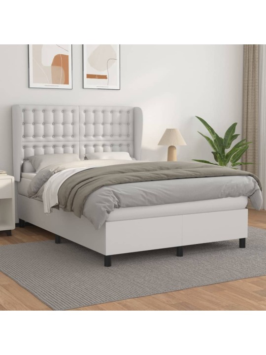 Box spring postel s matrací bílá 140x200 cm umělá kůže