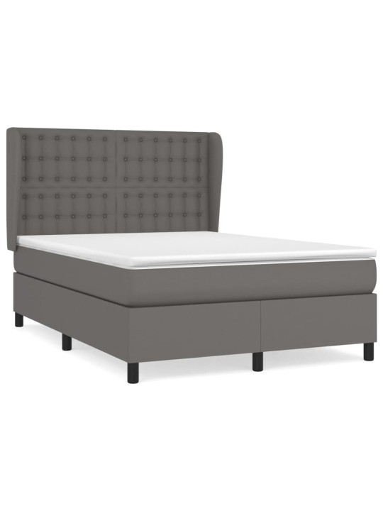 Box spring postel s matrací šedá 140x200 cm umělá kůže