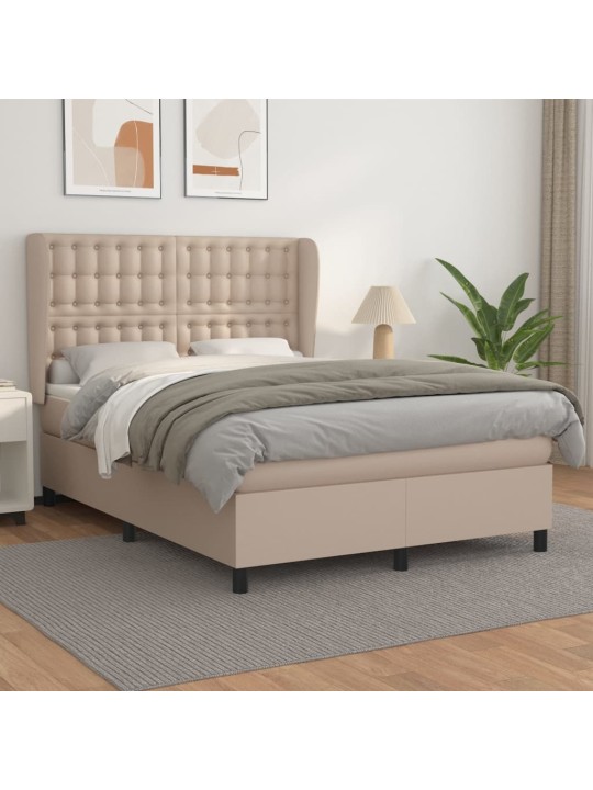 Box spring postel s matrací cappuccino 140x200 cm umělá kůže