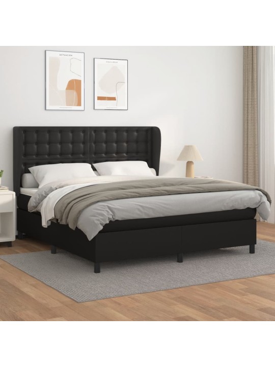 Box spring postel s matrací černá 160x200 cm umělá kůže