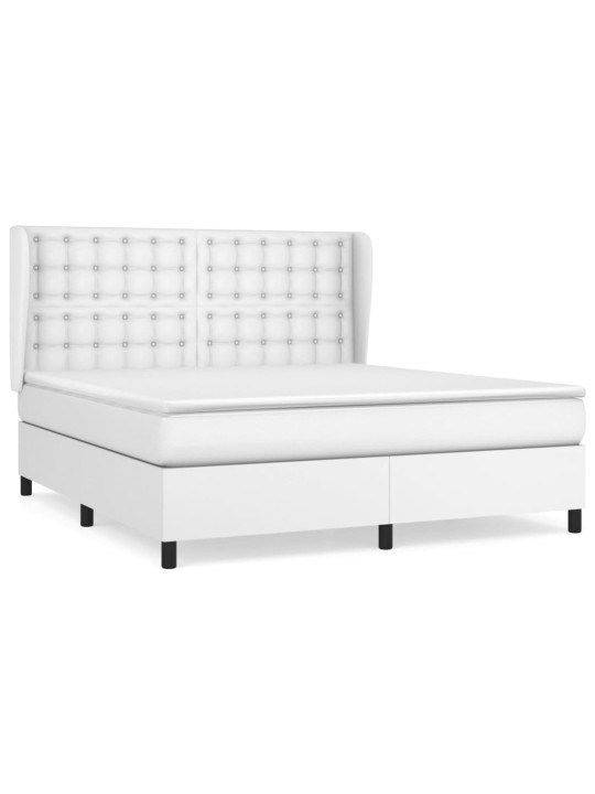 Box spring postel s matrací bílá 160x200 cm umělá kůže
