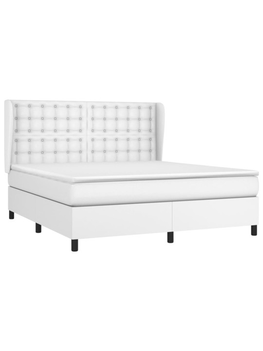 Box spring postel s matrací bílá 160x200 cm umělá kůže