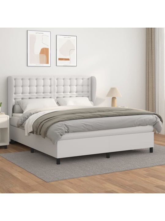 Box spring postel s matrací bílá 160x200 cm umělá kůže