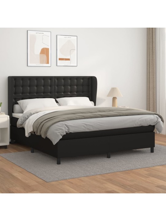 Box spring postel s matrací černá 180x200 cm umělá kůže