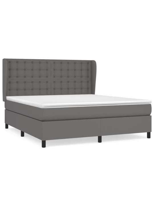 Box spring postel s matrací šedá 180x200 cm umělá kůže